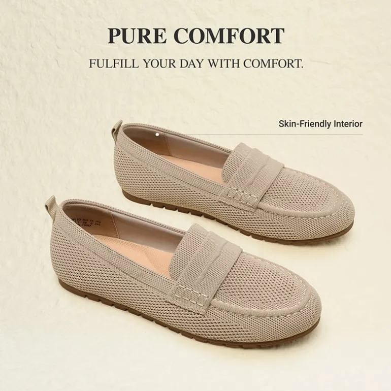 Ascenelle All-day Comfort Fashionable Slip-on Loafers Knit Edition