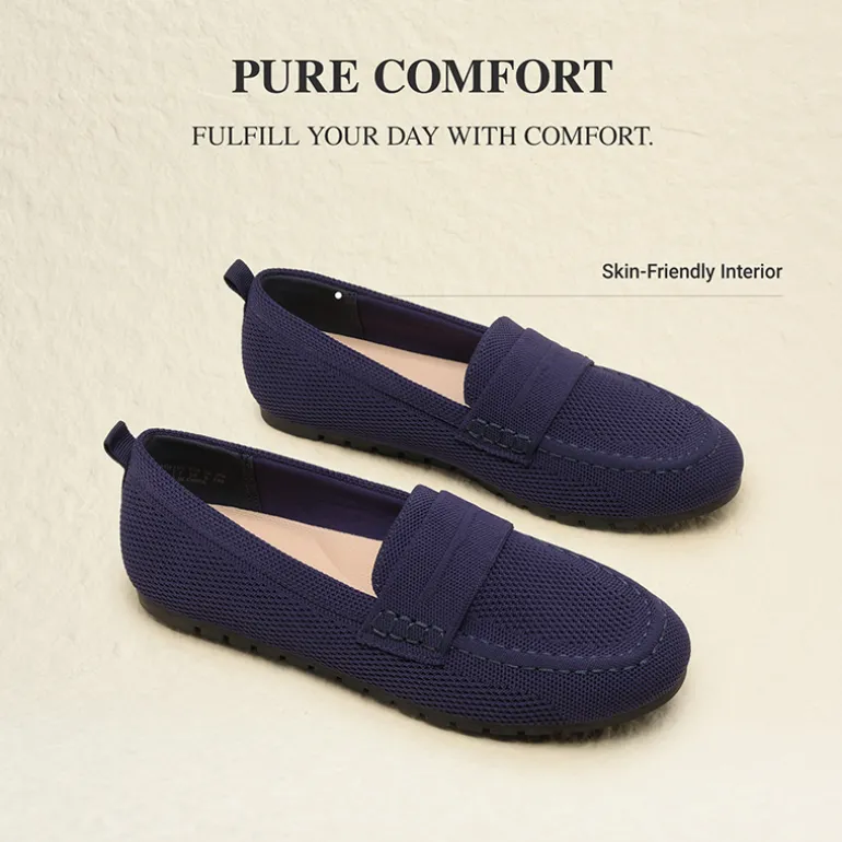 Ascenelle All-day Comfort Fashionable Slip-on Loafers Knit Edition