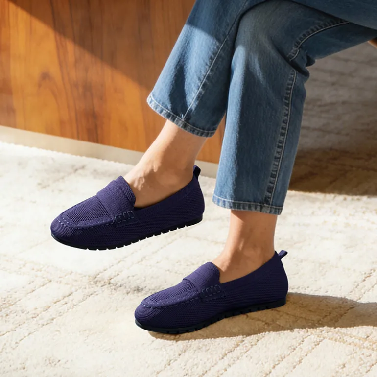 Ascenelle All-day Comfort Fashionable Slip-on Loafers Knit Edition