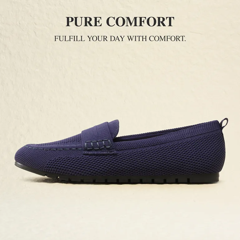 Ascenelle All-day Comfort Fashionable Slip-on Loafers Knit Edition