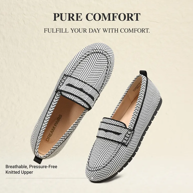 Ascenelle All-day Comfort Fashionable Slip-on Loafers Knit Edition