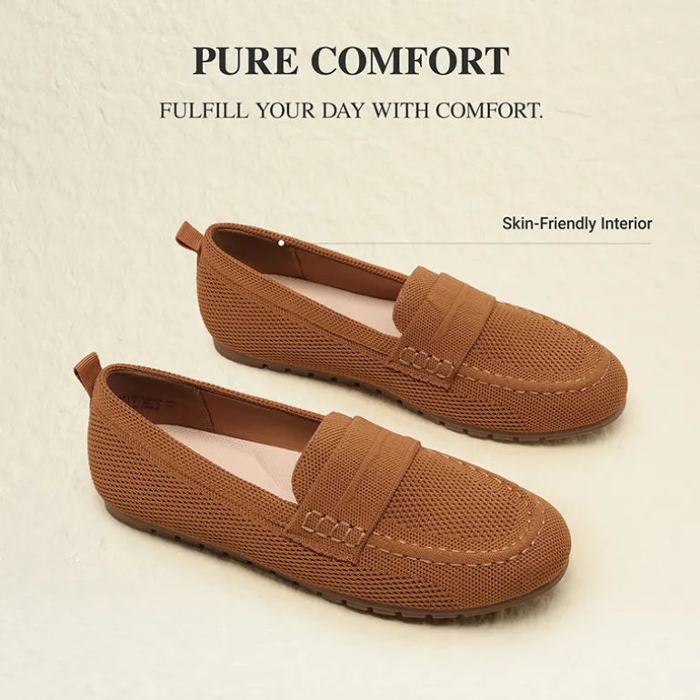 Ascenelle All-day Comfort Fashionable Slip-on Loafers Knit Edition