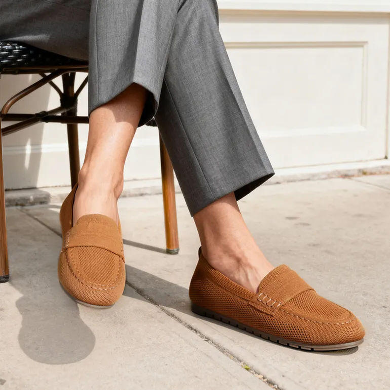 Ascenelle All-day Comfort Fashionable Slip-on Loafers Knit Edition