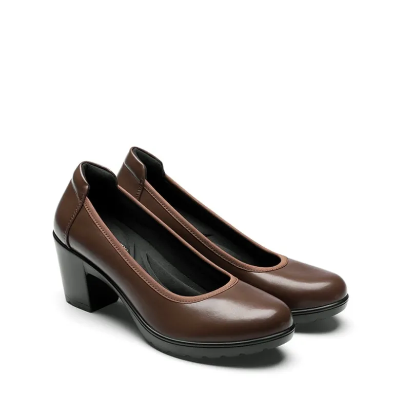 Ascenelle Chunky Low Block Heel Pumps - Edena