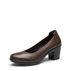 Ascenelle Chunky Low Block Heel Pumps - Edena