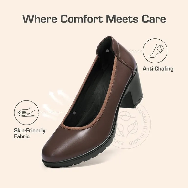 Ascenelle Chunky Low Block Heel Pumps - Edena
