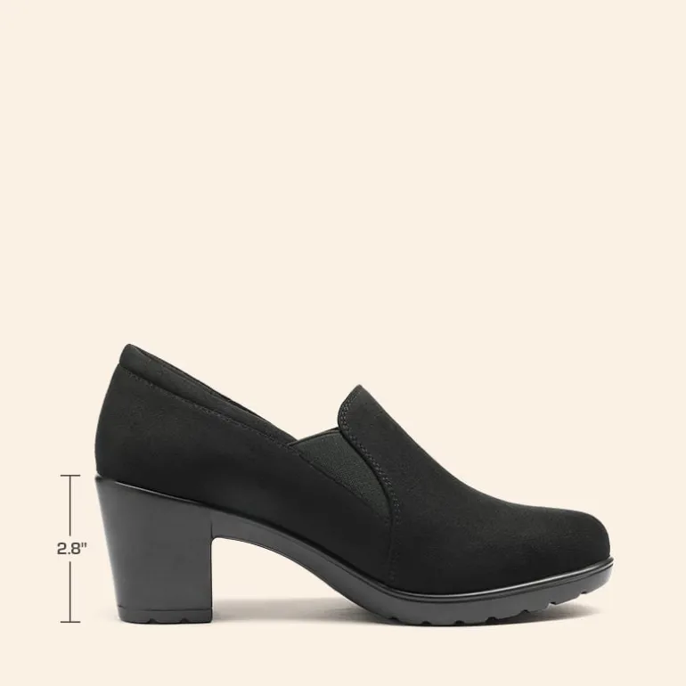 Ascenelle Comfortable Round Toe Block Heel Pumps