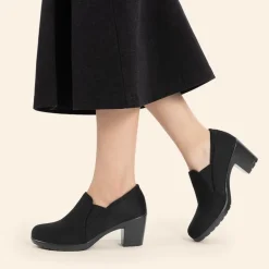 Ascenelle Comfortable Round Toe Block Heel Pumps