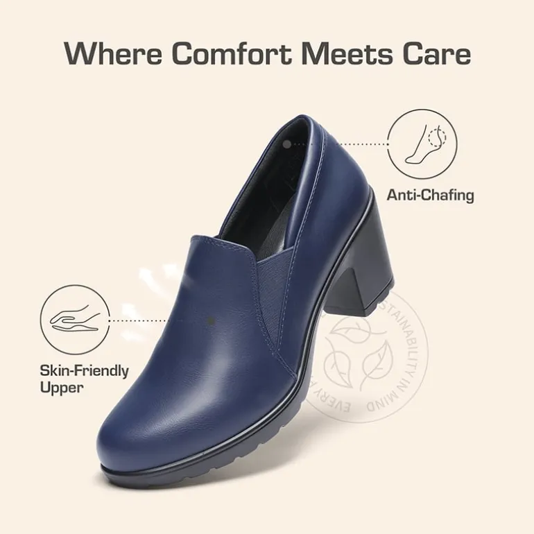 Ascenelle Comfortable Round Toe Block Heel Pumps
