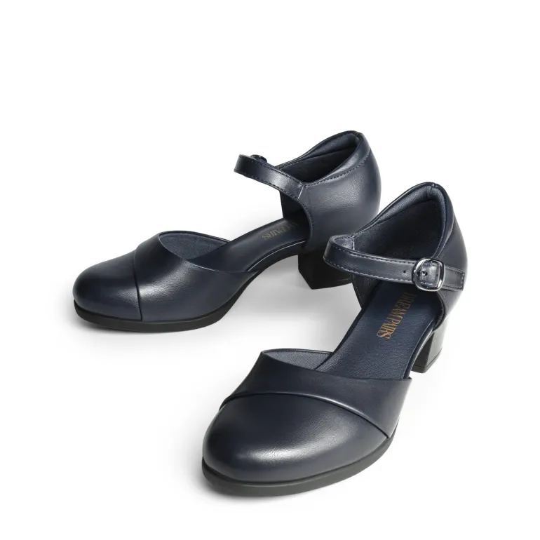 Ascenelle Comfortable Strap Low Block Heel Pumps