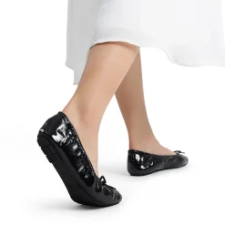 Ascenelle Foldable Square Toe Bow Ballet Flats