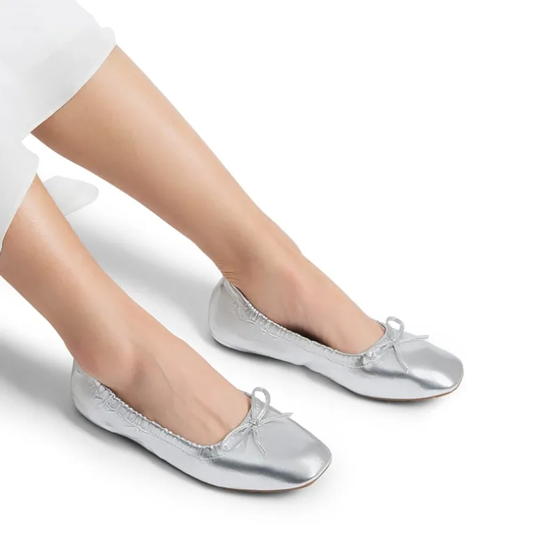 Ascenelle Foldable Square Toe Bow Ballet Flats