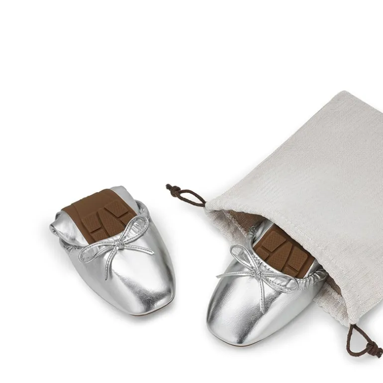 Ascenelle Foldable Square Toe Bow Ballet Flats