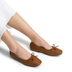 Ascenelle Foldable Square Toe Bow Ballet Flats