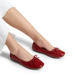 Ascenelle Foldable Square Toe Bow Ballet Flats