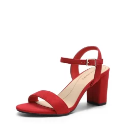Ascenelle Minimalist Vegan Leather Block Heel Sandals