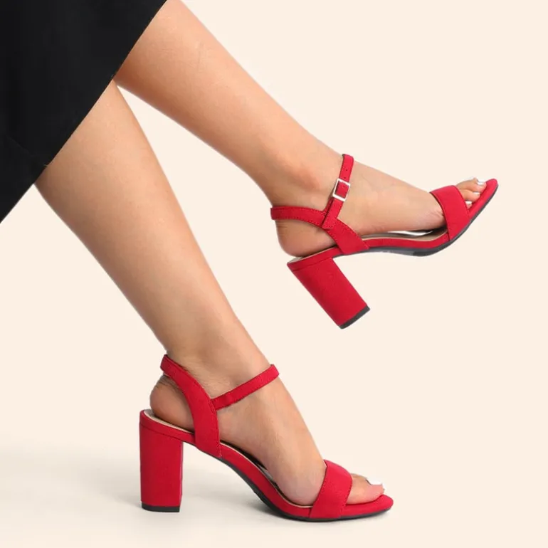 Ascenelle Minimalist Vegan Leather Block Heel Sandals