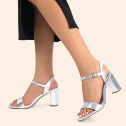 Ascenelle Minimalist Vegan Leather Block Heel Sandals