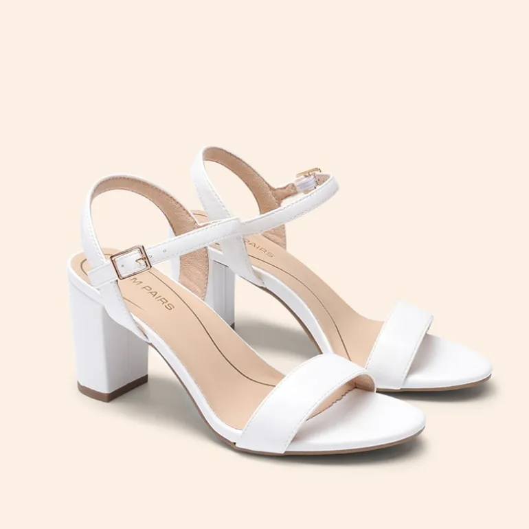 Ascenelle Minimalist Vegan Leather Block Heel Sandals