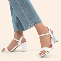 Ascenelle Minimalist Vegan Leather Block Heel Sandals