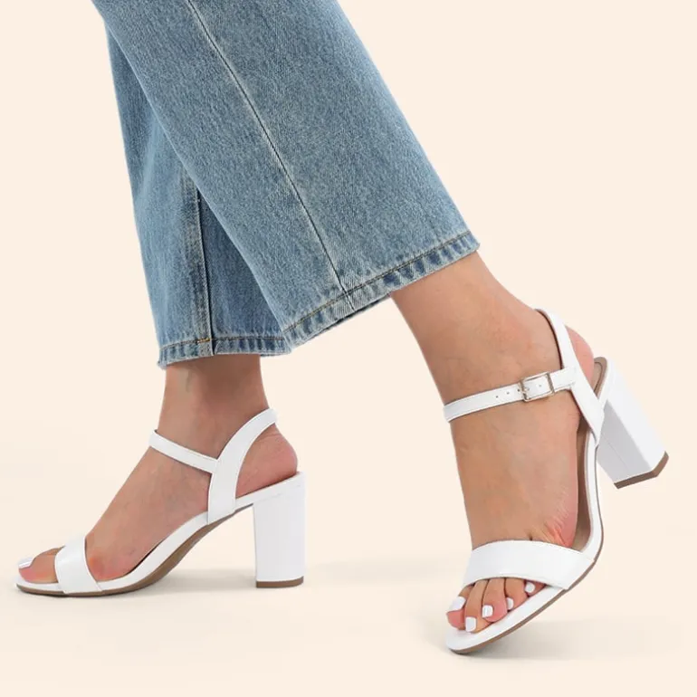 Ascenelle Minimalist Vegan Leather Block Heel Sandals