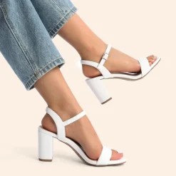 Ascenelle Minimalist Vegan Leather Block Heel Sandals