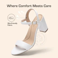 Ascenelle Minimalist Vegan Leather Block Heel Sandals
