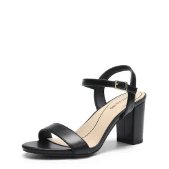 Ascenelle Minimalist Vegan Leather Block Heel Sandals