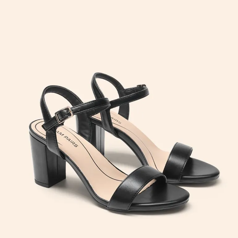 Ascenelle Minimalist Vegan Leather Block Heel Sandals