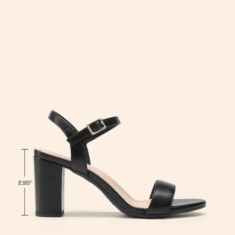 Ascenelle Minimalist Vegan Leather Block Heel Sandals