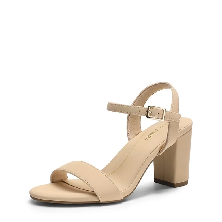 Ascenelle Minimalist Vegan Leather Block Heel Sandals