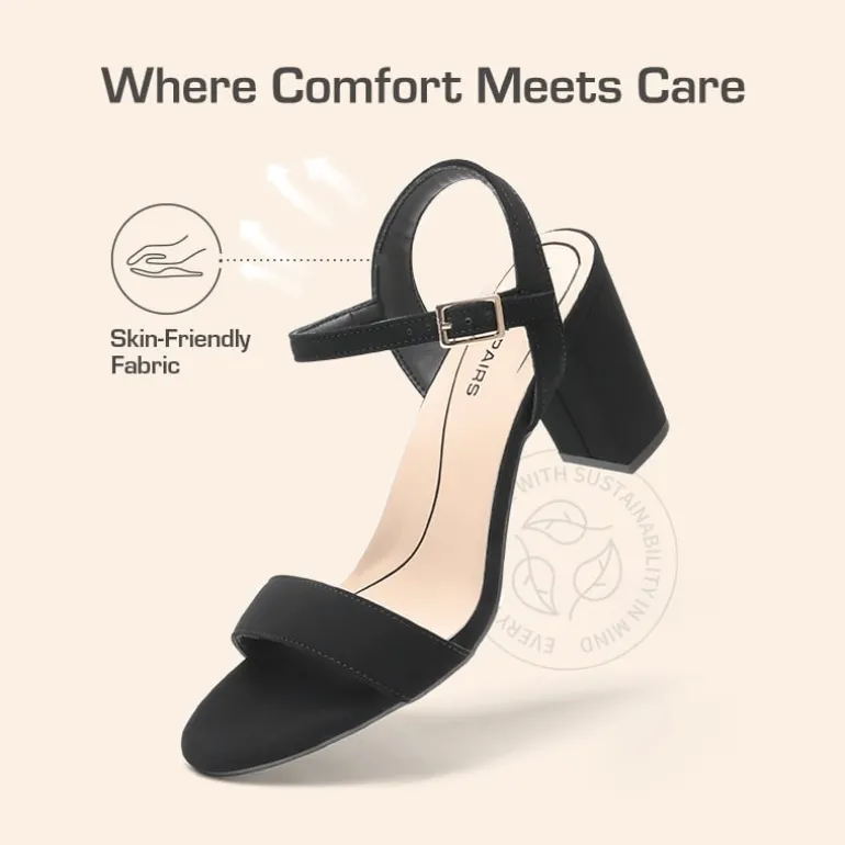 Ascenelle Minimalist Vegan Leather Block Heel Sandals