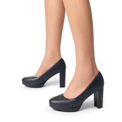 Ascenelle Round-Toe Arch Support Block Heel Pumps