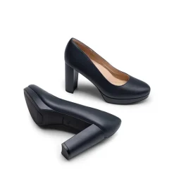 Ascenelle Round-Toe Arch Support Block Heel Pumps