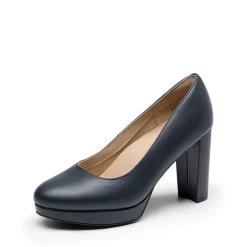 Ascenelle Round-Toe Arch Support Block Heel Pumps