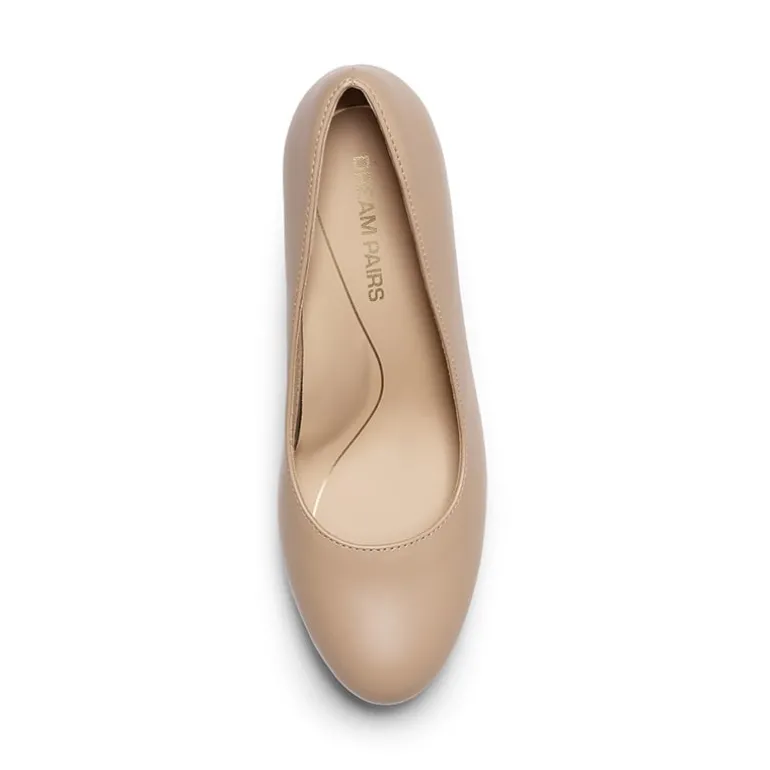 Ascenelle Round-Toe Arch Support Block Heel Pumps