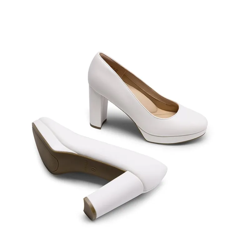 Ascenelle Round-Toe Arch Support Block Heel Pumps