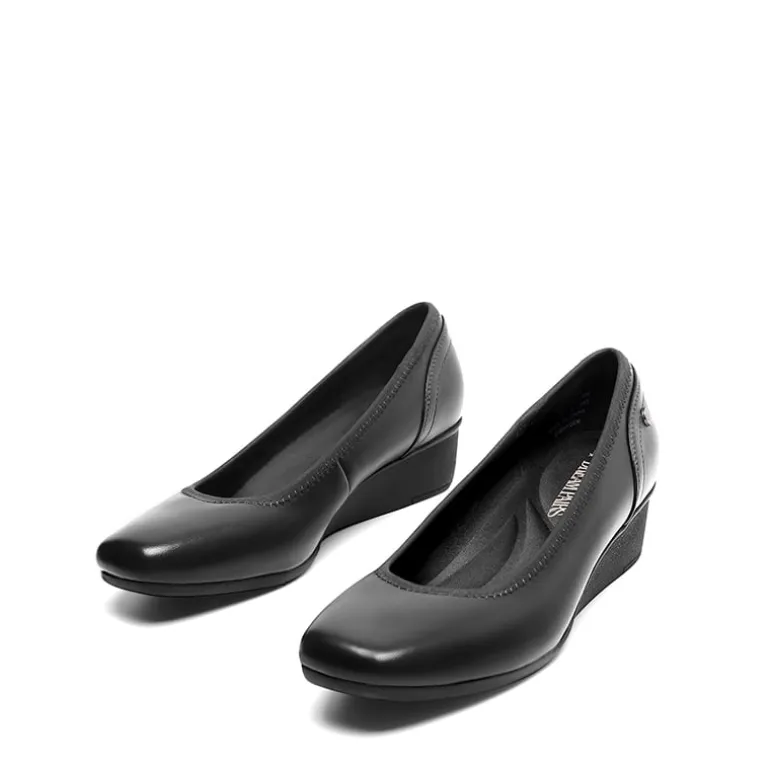 Ascenelle Square Toe Low Wedge Dress Pumps