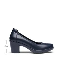 Ascenelle Wide-Toe Arch Support Block Heel Pumps
