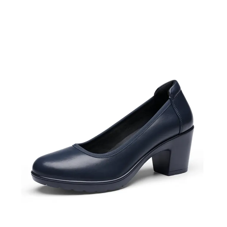 Ascenelle Wide-Toe Arch Support Block Heel Pumps