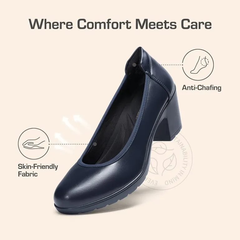 Ascenelle Wide-Toe Arch Support Block Heel Pumps