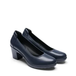 Ascenelle Wide-Toe Arch Support Block Heel Pumps