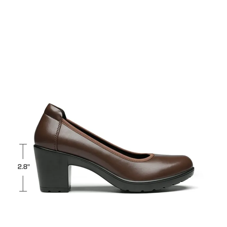 Ascenelle Wide-Toe Arch Support Block Heel Pumps