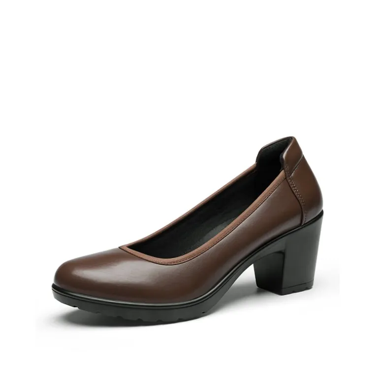 Ascenelle Wide-Toe Arch Support Block Heel Pumps