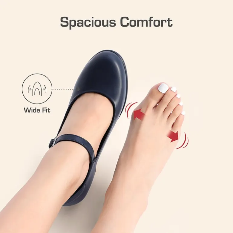 Ascenelle Wide-Toe Classic Mary Jane Pumps