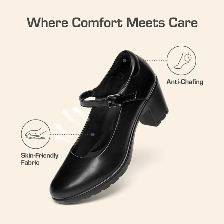 Ascenelle Wide-Toe Classic Mary Jane Pumps
