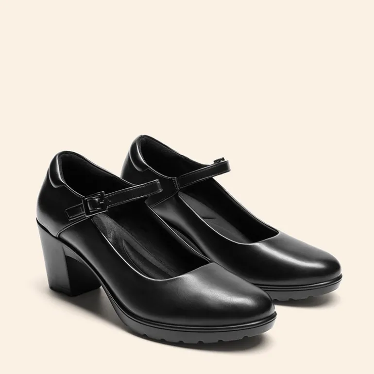 Ascenelle Wide-Toe Classic Mary Jane Pumps
