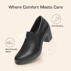 Ascenelle Wide Width Comfortable Round Toe Block Heel Pumps
