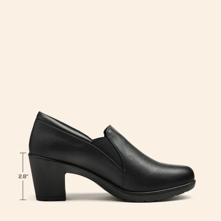 Ascenelle Wide Width Comfortable Round Toe Block Heel Pumps