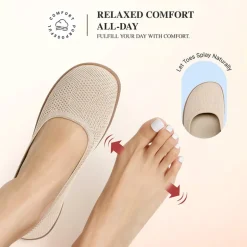 Ascenelle Women’s Arch Support Wide Toe Ballet Shoes Knit Edition